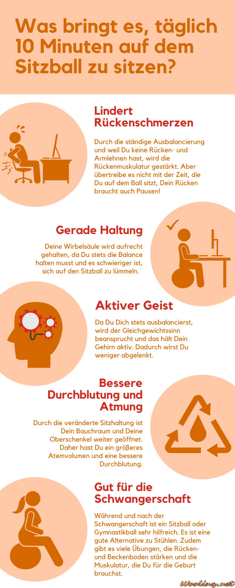 Infografik Vorteile 10 Minuten täglich auf dem Sitzball sitzen
