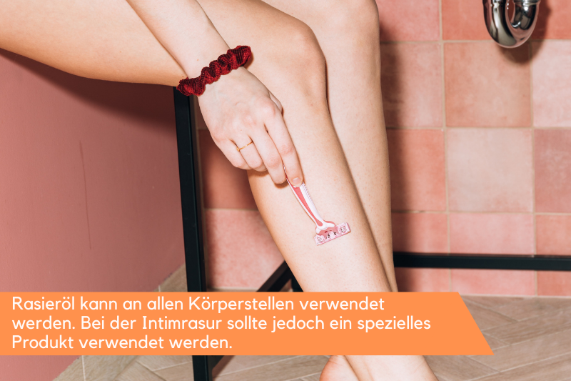 Rasieröl Frau rasiert ihr Bein.