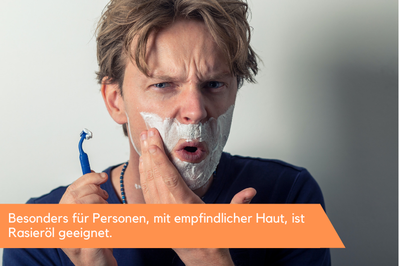Rasieröl Mann mit Schmerzen