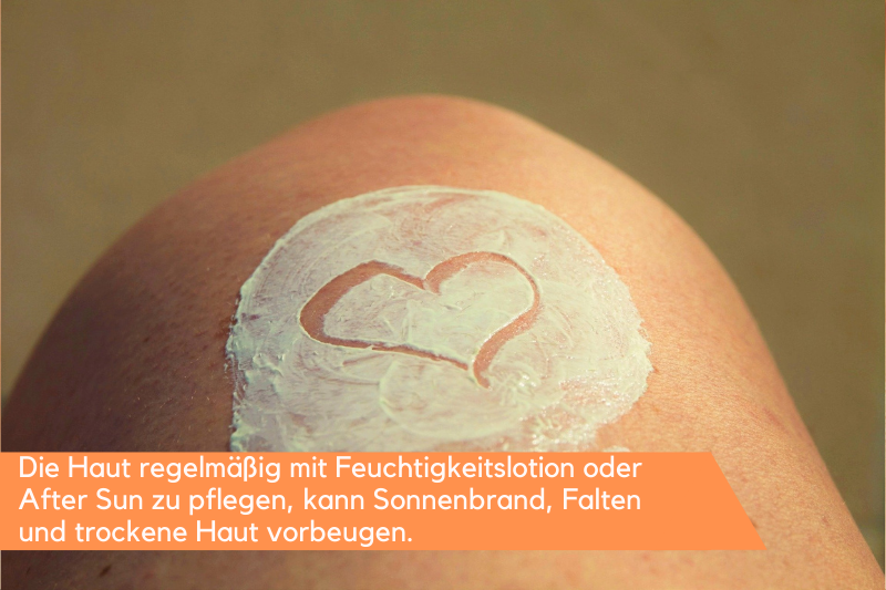 After Sun auf der Haut mit einem Herz