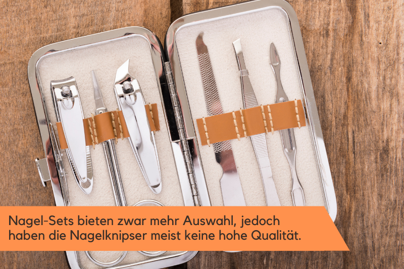 Nagelknipser in einem Set mit Nagelschere und Feile