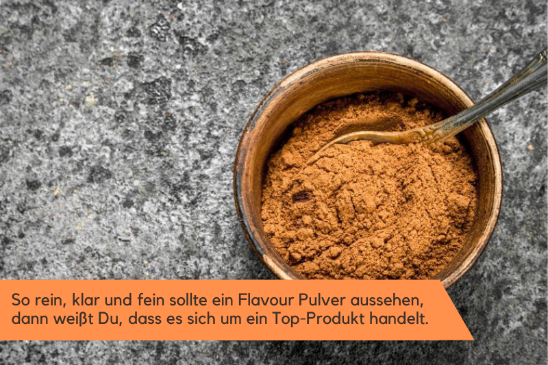 Flavour Pulver kann auch Kakaopulver sein, mit dabei ist ein Messlöffel