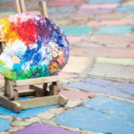 Bemalte Mischpalette aus Holz
