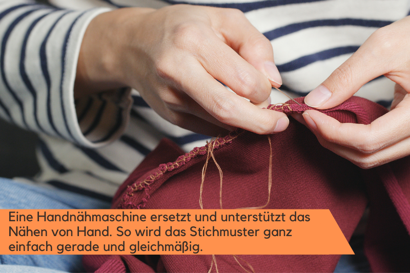 Regelmäßiges Stichmuster mit der Handnähmaschine